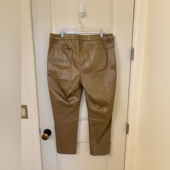 Chico's So Slimming Gold Metallic Alligator Ankle Jeans 3 16 - Picture 3 of 6